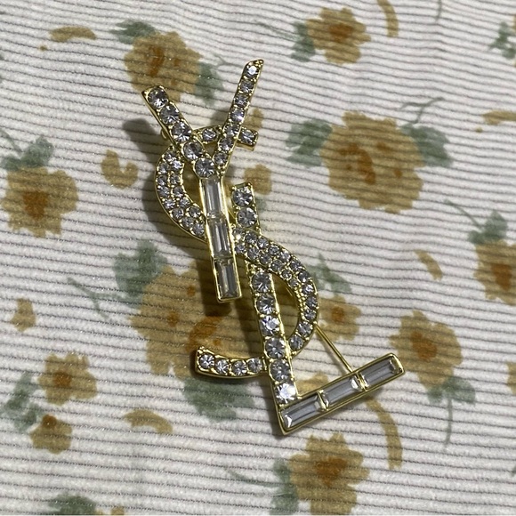Vintage Yves Saint Laurent Gold Metal Brooch - Main Image